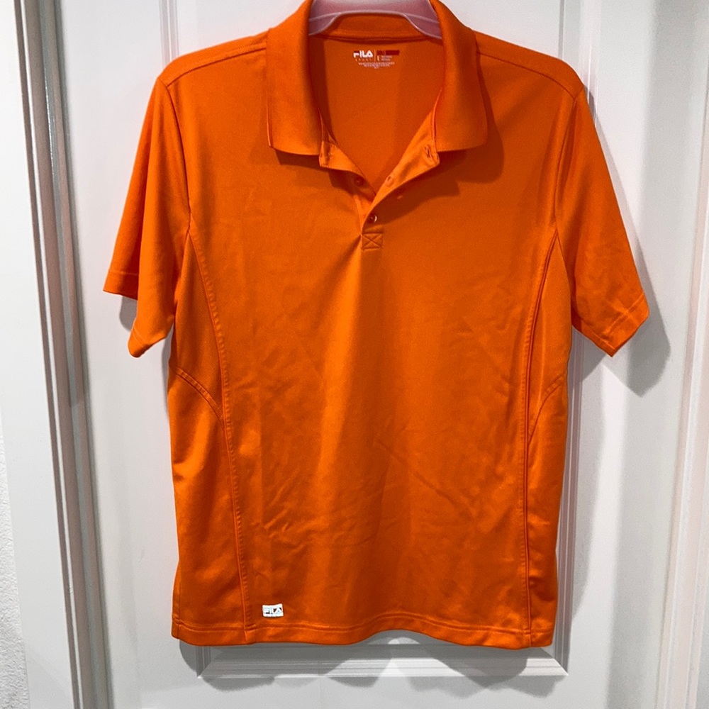 Men’s Fila sport golf athletic fit size L neon orange polo T-shirt